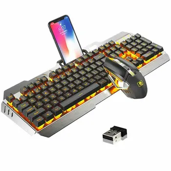 

K670 Wireless Rechargeable Gaming Keyboard + Mouse Set LED Backlit Mechanical Feel USB Keyboards Mice Combos