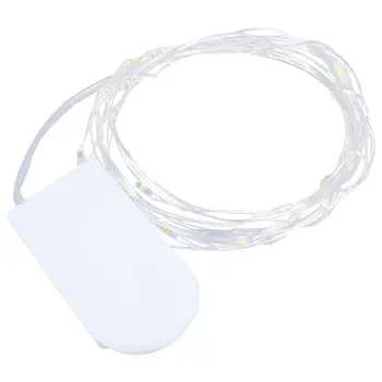 

2M 20LED Button Cell Powered Silver Copper Wire Mini Fairy String Lights warm white