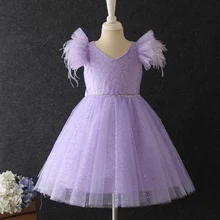 Платье принцессы с цветочным узором для девочек; платье подружки невесты с блестками для свадебной вечеринки; вечерние платья с блестками для маленьких девочек на Рождество, день рождения