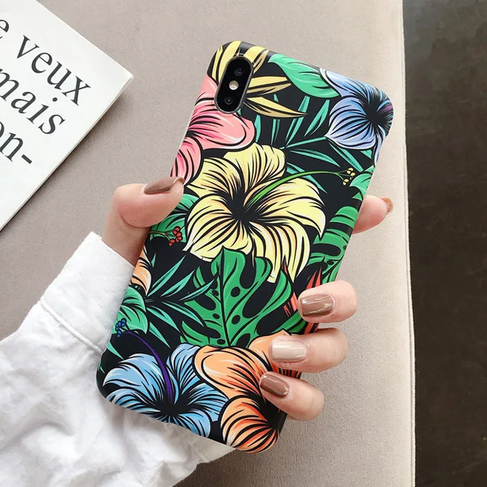 AC8588 USLION Чехлы в стиле ретро с цветами и листьями для iPhone 11 Pro Max X XS XR Xs Max Чехлы для iPhone 6 6s 7 8 Plus мягкая IMD задняя крышка - Цвет: AC8588