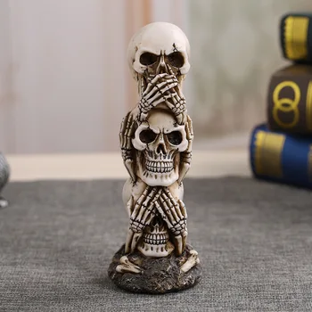 

Resin Skull Crafts Human Skull Model Figurine Statue Sculpture Ornaments Office Decoration Boys Birthday Creative Halloween Gift