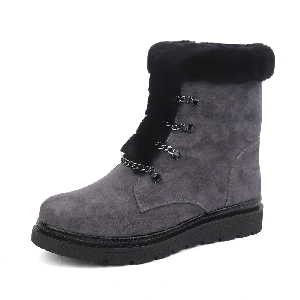 SOPHITINA/удобные ботинки с круглым носком; Высококачественная замшевая модная женская обувь ручной работы на молнии; однотонные Зимние ботильоны; SC438 - Цвет: Gray