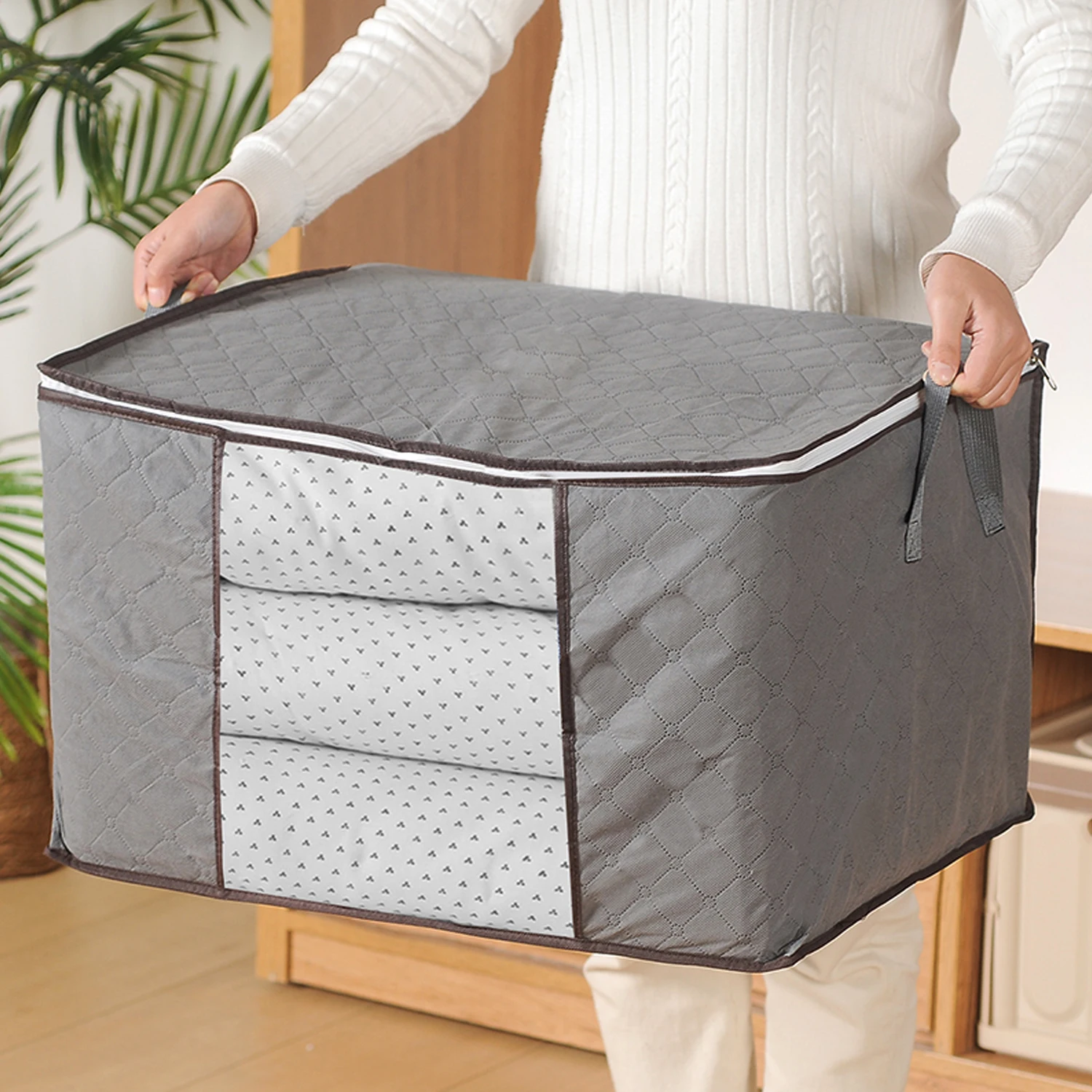 3/4 Pcs Set Foldable Comforter clothing Storage Bag Household Clothing Storage Box Dustproof Quilt Storage  wardrobe organizer 4