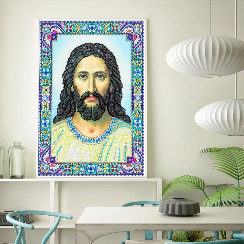 RUBOS 5D DIY Diamond Painting Icon of Jesus Christ Diamond Embroidery Mosaic Partial Large Bead Pearl Glass Stone Sale Gift Set (3)