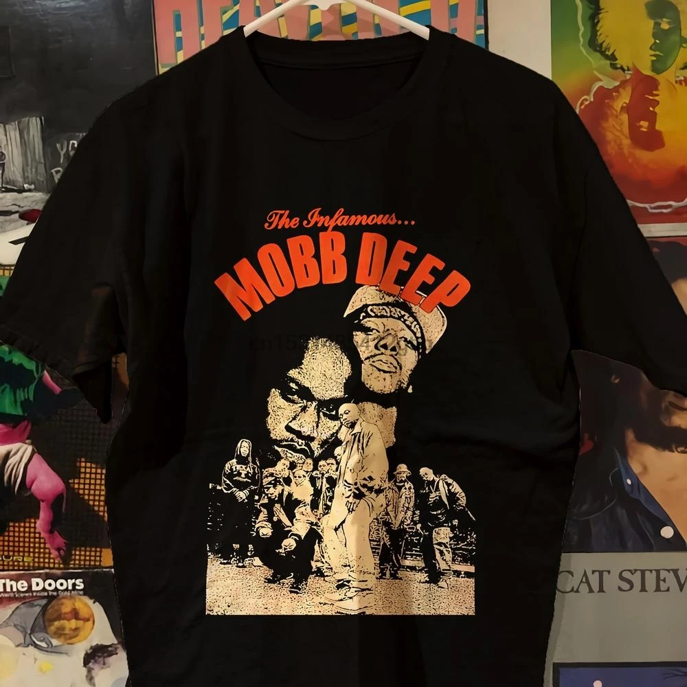 Mobb Deep Infame en Rojo Oriente Lateral Rap Hip Hop Gangsta Camisa Hombre