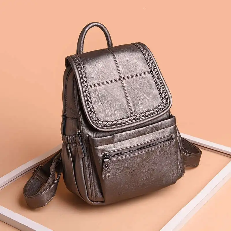 Женские кожаные рюкзаки Mochila Feminina, рюкзаки для девочек в винтажном стиле, однотонные женские роскошные дизайнерские рюкзаки для женщин