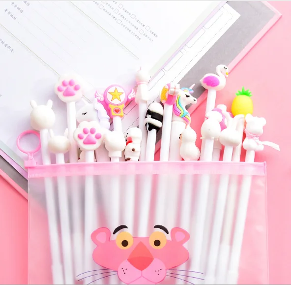 Creative 20Pcs/Set Lovely Girl Pink Cartoon Gel Pen Combination Suit Netural Black 0.5mm Signature Pen 100pcs/Lot/5Sets GP567