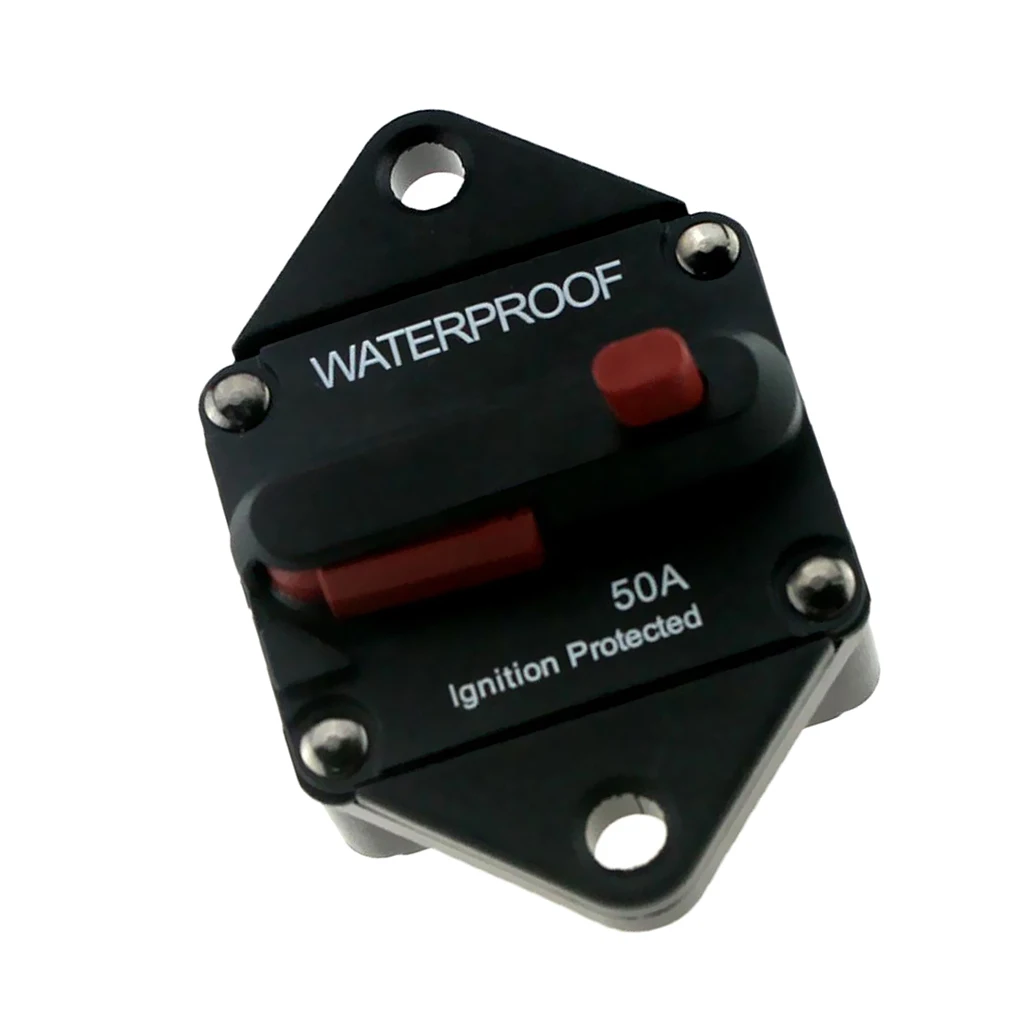 50 Amp Manual Reset Circuit Breaker Car Auto Boat Audio Fuse Holder 12/24v
