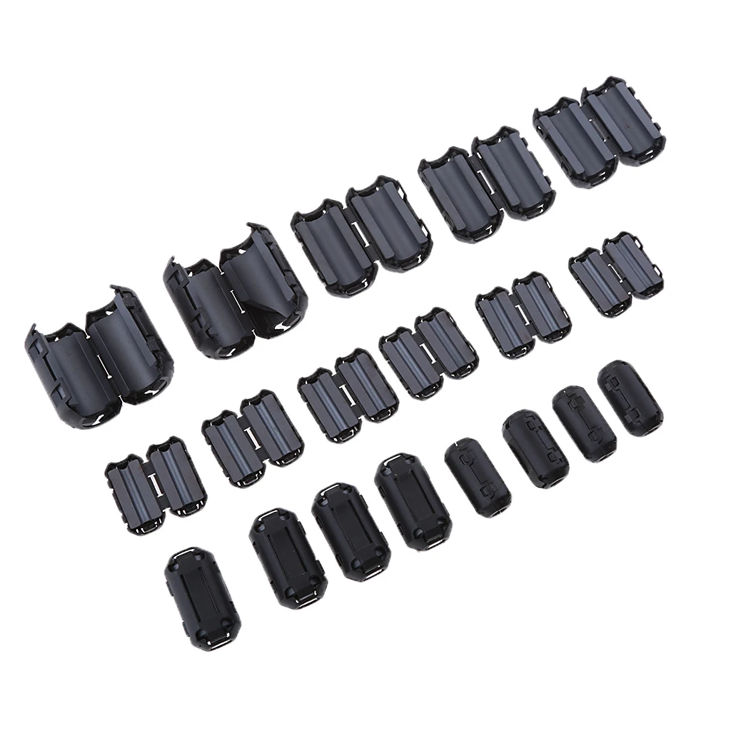 20Pcs Cable Clips Clip-on Ferrite Core Ring RFI EMI Anti-Noise Suppressor Filter