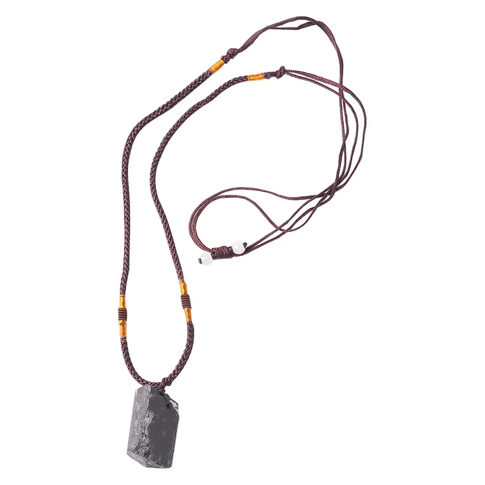 

1PC Natural Crystal Black Necklaces Tourmaline Stone Pendant Necklace Fashion Jewelry Accessories Gifts