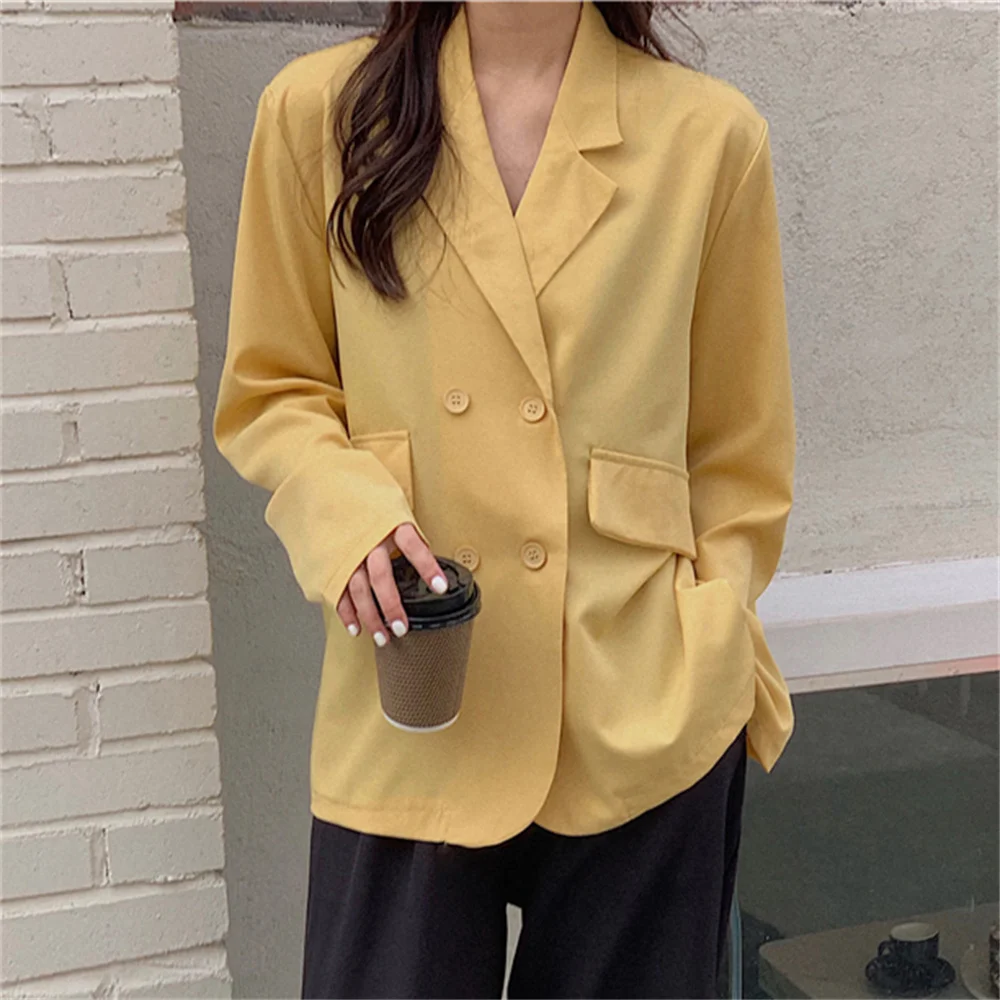 Alien Kitty Lady Chic Hot OL Blazers Double Breasted Elegant Autumn 2021 Slim-Fit Casual Work Wear Coats Streetwear Solid New | Женская