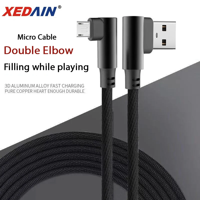 Кабель Micro USB для быстрой зарядки мобильный телефон провод нейлоновый Плетеный 90