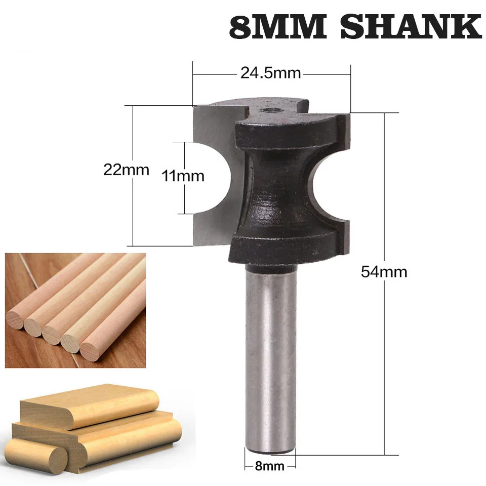 

1PCS 8mm Shank Milling Cutter Woodwork Half Round Side Cutter Bit Router Bit 8mm Shank Woodworking Bits