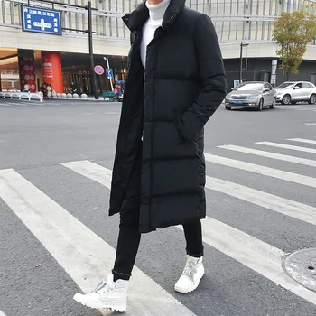 

Fashion Mens Long Down Jacket Coat Luxury Brand Winter Solid Black Parkas Men Plus Size 4XL Thick Warm Slim Fit Male Overcoat