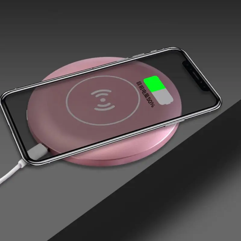 Wireless USB Charge LED Light Mini Circular Makeup Mirror Travel Cosmetic Mirror