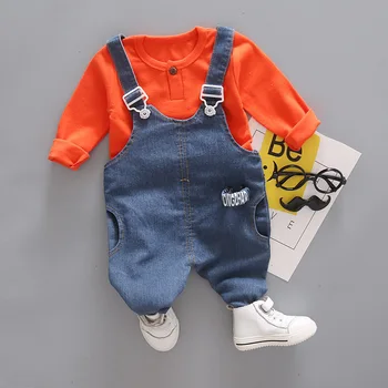 

Baby Boys Girls Clothes Spring Autumn Infant Cotton Solid Color T Shirt Bib Pants 2pcs/sets Kids Garment Casual Sport Suit