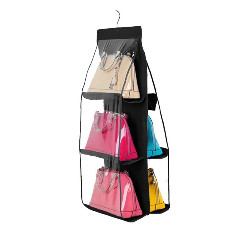 Hanging Handbag Organizer Dust-Proof Storage Holder Bag Wardrobe Closet for Purse Clutch with 6 Large Pockets | Дом и сад