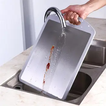 

1PC Stainless Steel Cutting Board Multifunctional Double-Sided Chopping Block for Home Cooking Kitchen Accessories