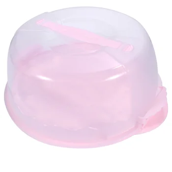 

8 Inches Cake Box Portable Handheld Cake Packaging Food Storage Case Fresh Keeping Container with Lid (Pink)