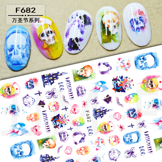 Christmas and Halloween Nail Art Sticker Bow Elk Snowflake Star Nail Slider Skull Lips Snake Nail Art Decal