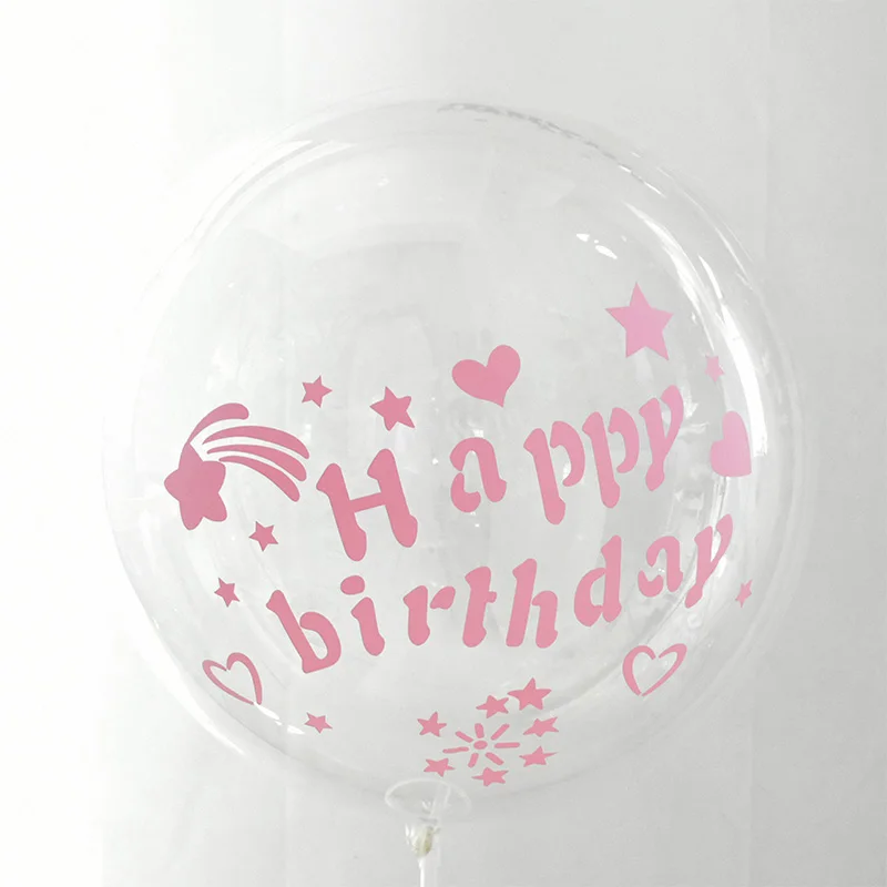 1 шт. 20 дюймов прозрачный шар с наклейкой на день рождения воздушные шары Гелиевый шар Свадебные украшения для дня рождения - Цвет: Pink-D