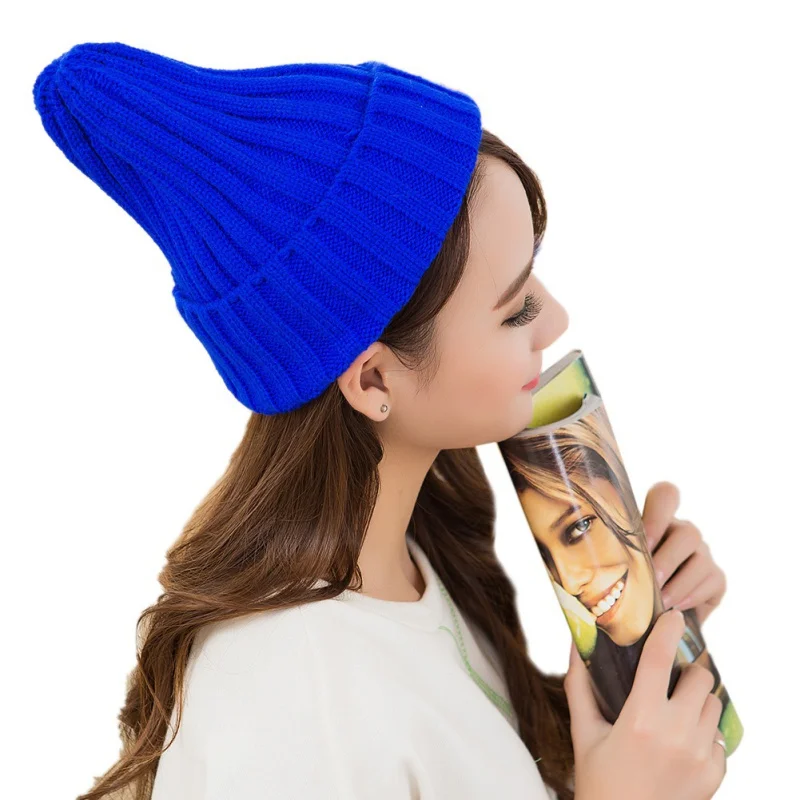 Hat Female Unisex Cotton Blends Solid Warm Soft HIP HOP Knitted Hats Men Winter Caps Women's Skullies Beanies For Girl Wholesale