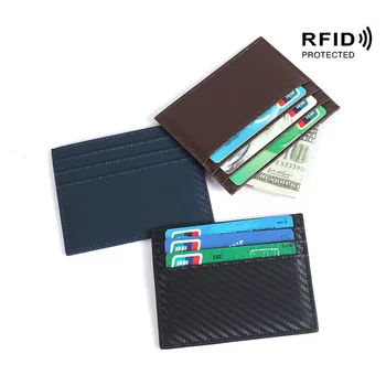 

RFID Anti-theft Wallet Genuine Leather Men Bank Credit Card Case Soft Leather Solid Business Card Holder Slim Front Pocket Purse