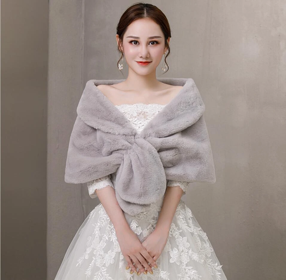 faux fur bridal wrap