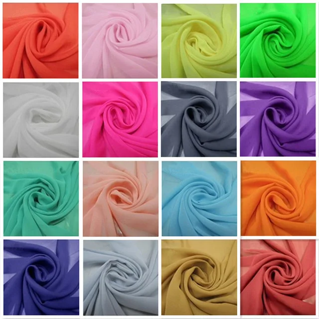

Polyester chiffon fabric solid soft for woman scarf in Summer multi-color SDW01