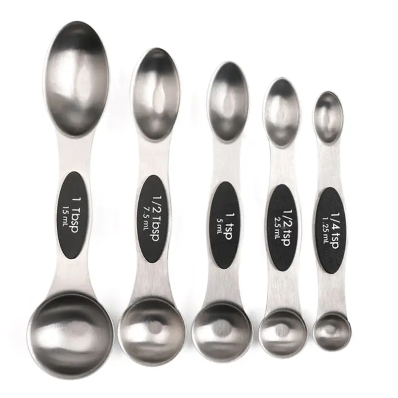 

5 Count Magnetic Measuring Spoon Set Stainless Steel Measuring Spoon Used in The Kitchen Baking Cooking Essential TSP