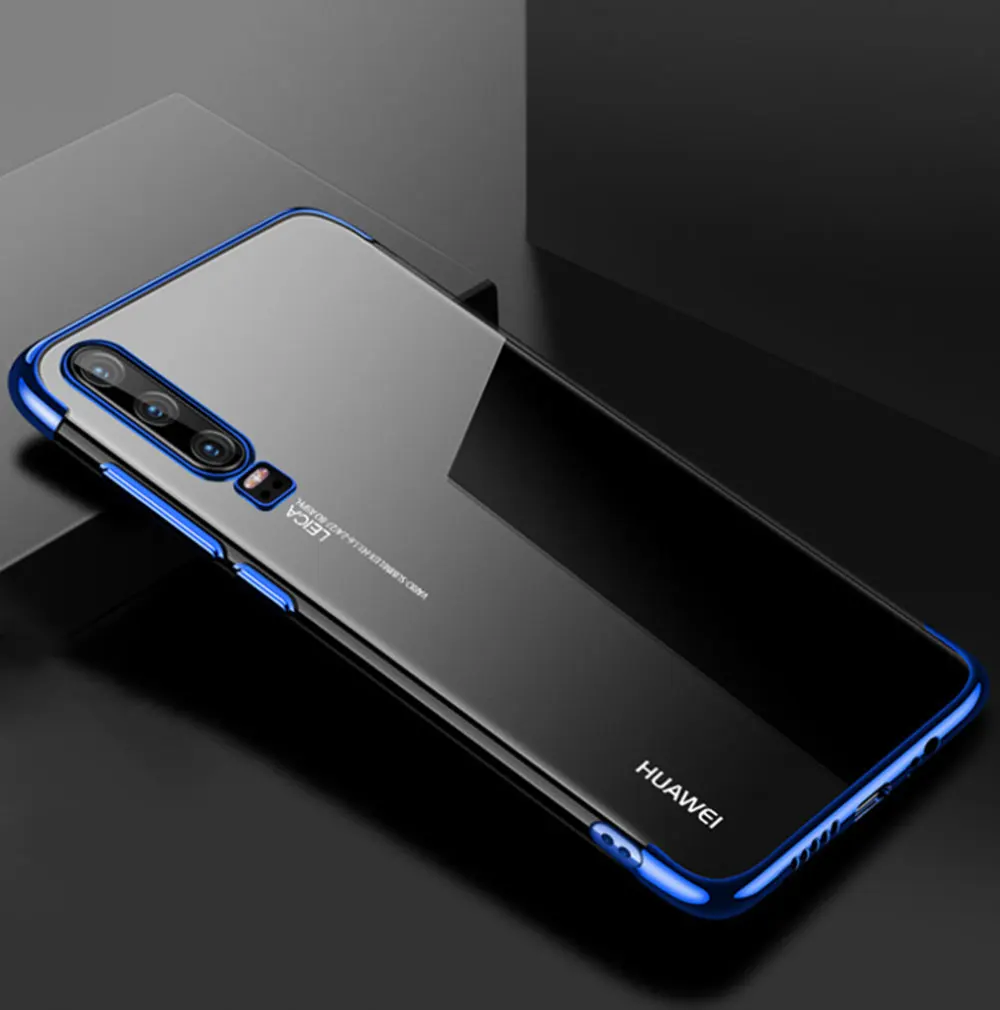 Чехлы с покрытием из ТПУ для huawei P30 Pro Lite P20 P Smart Z Plus Nova 3 3i 5 5i Honor 10 10i 20 20s мягкий силиконовый прозрачный - Цвет: Синий