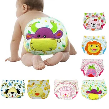 

1Pcs Baby Panties Infant kids Animal Cartoon Ruffle Panties Briefs Diaper Cover Pants High Quality Washable diaper K0014