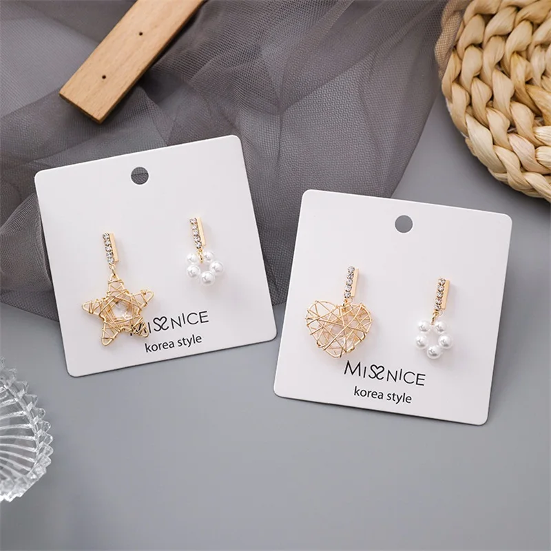 

Korea Fashion Round Pearl Compilation Pentagram Star Heart Shape Enamel Brooch Trend Simple Sweet Cute Female Earrings Jewelry