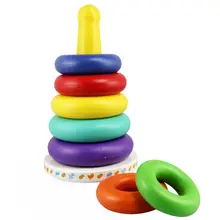 Музыкальная Радуга башня стакан слой укладки семь цветов кольца дети укладки кольца Детские наборные игрушки 634F