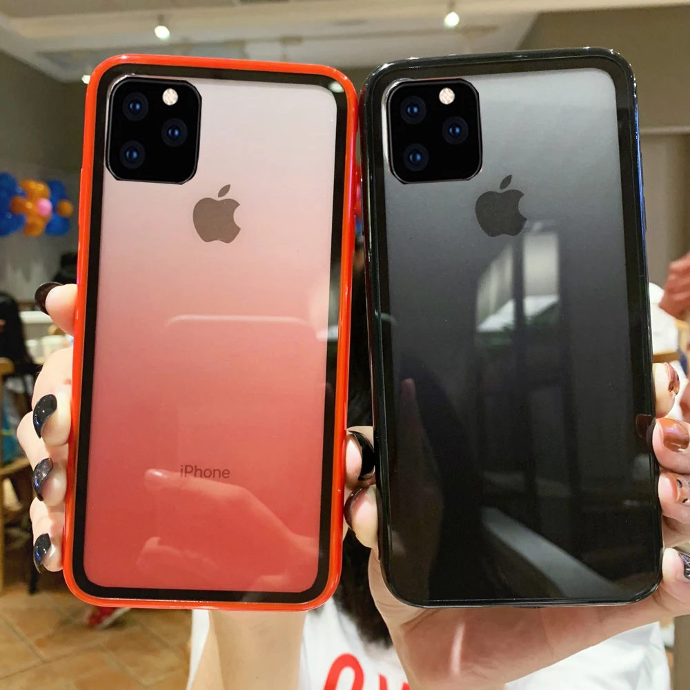 Чехол из закаленного стекла с радужным градиентом для iphone 11 PRO XS Max XR 6 6s 7 8 Plus