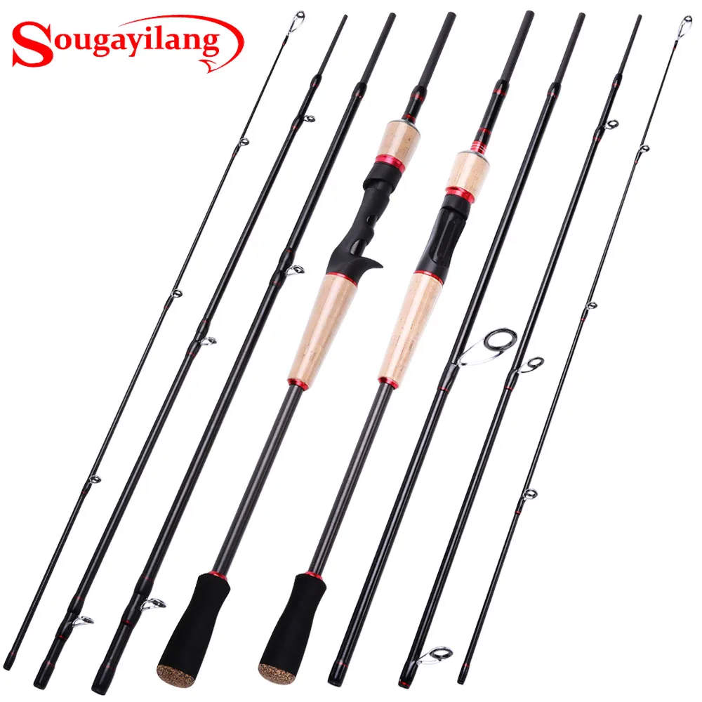 

Sougayilang Baitcasting Spinning Fishing Rod 2.1M 2.4M 4 Section M Power Portable Carbon Travel Lure Fishing Pole Tackle Tool