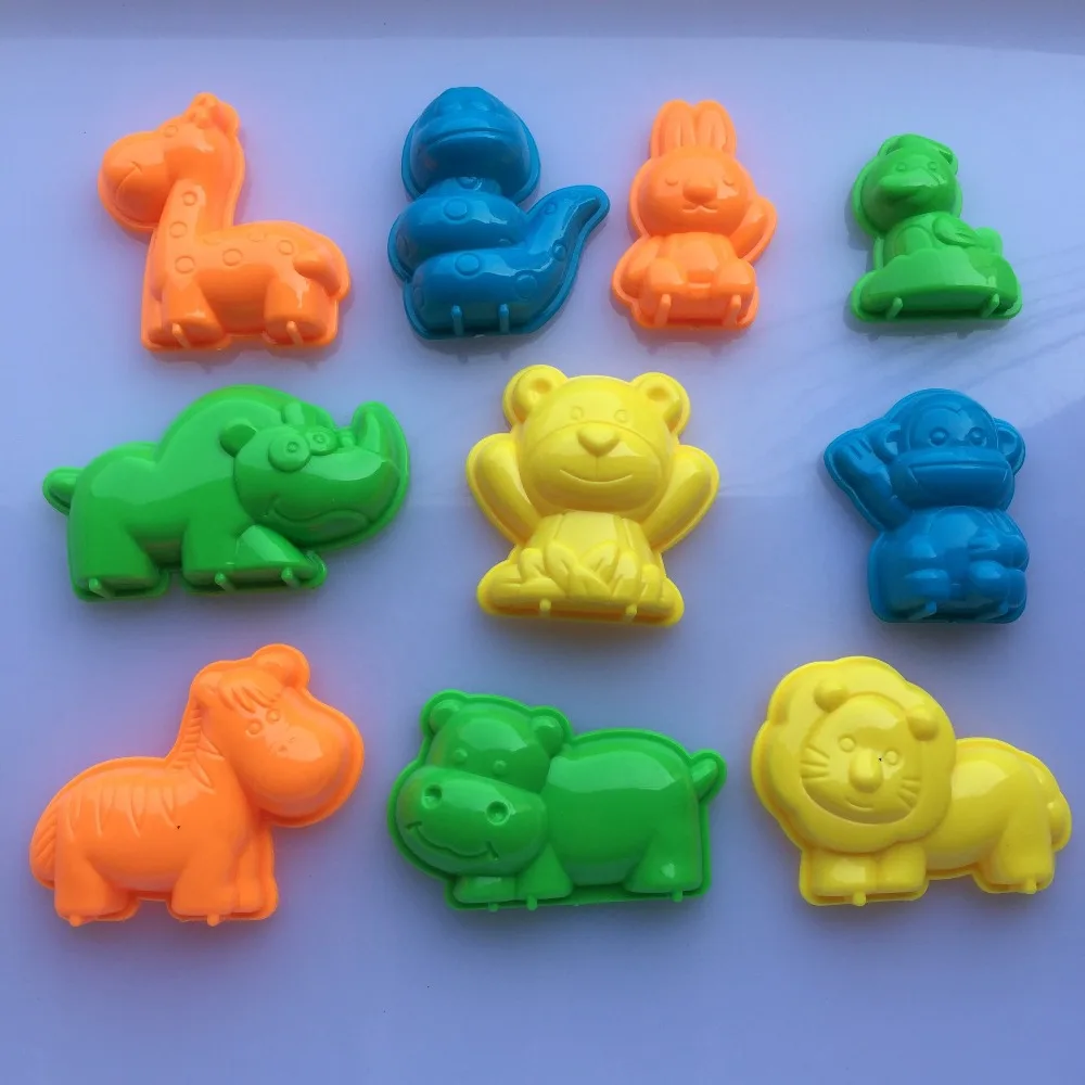 Juego de 10 Uds. De arena de animales, herramientas para arcilla, juguetes de playa, novedad, molde de pirámide, modelo de construcción para niños, Juguetes Divertidos para bebés en vacaciones