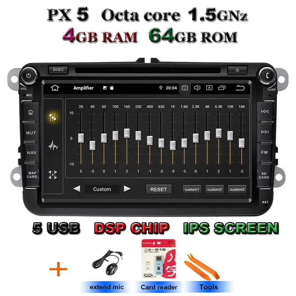Android 9,0 автомобильный стерео Raio dvd-плеер для Skoda/Seat/Volkswagen/VW/Passat b7/POLO/GOLF 5 6 с wifi BT gps - Цвет: PX5-Standard