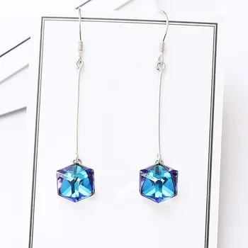 

New Austrian Crystal Earrings Fashion Earrings S925 Sterling Silver Earrings Female Japanese and Korean Earrings Jewelry