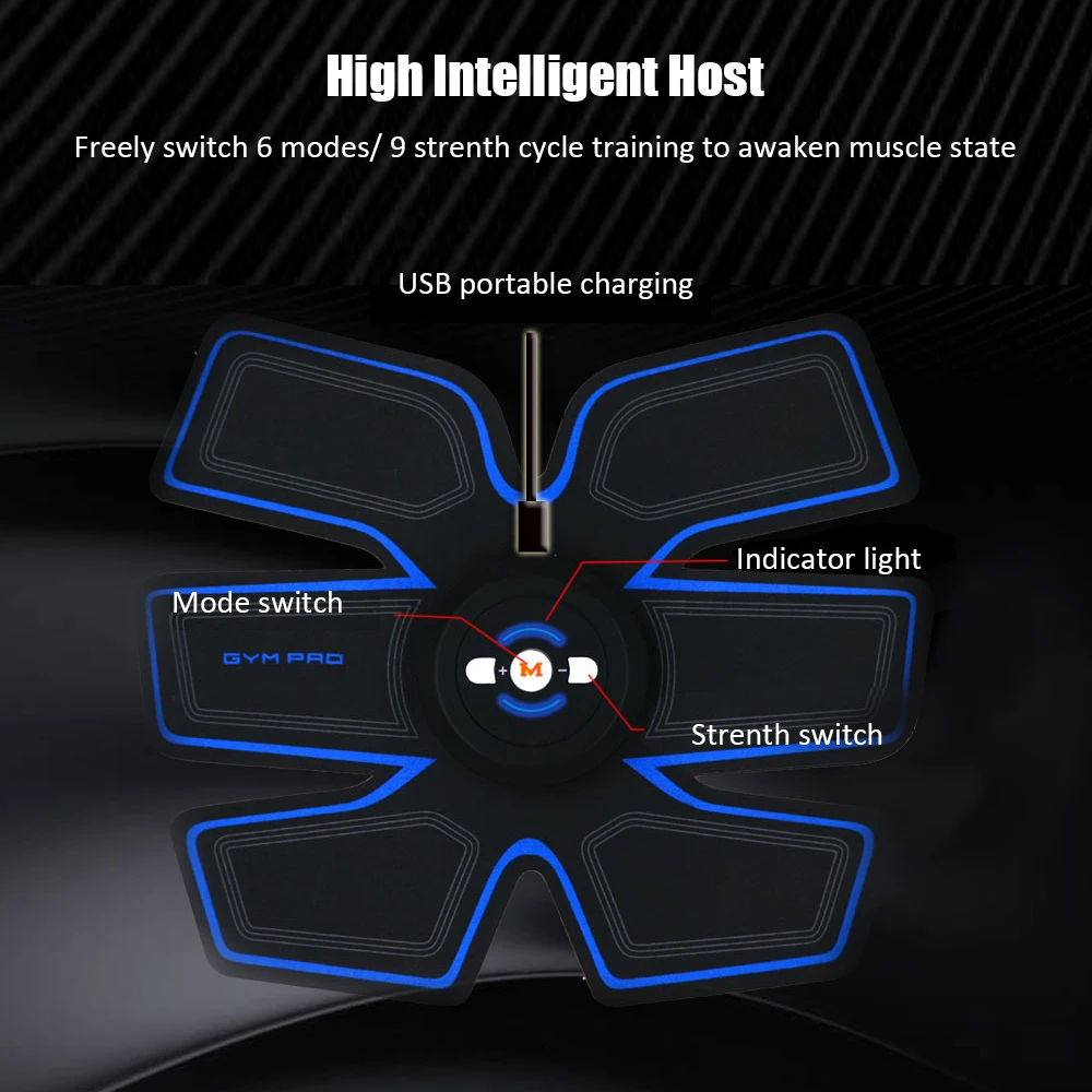 Abdominal Muscle Trainer EMS Stimulation Stimulator Smart Fitness Accessories Arm Stickers Body Massager Loss Slimming ABS Pad