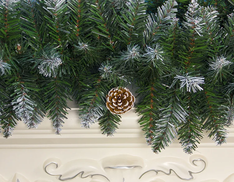 2pcs Christmas Artificial Garland Wreath 2.7m Green Xmas Home Party Christmas Decor Rattan Hanging Ornament For Kids