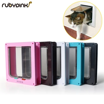 

Intelligent control cat dog door pet 4 way kitten safety flip door ABS plastic S / M / L small pet cat dog door pet supplies