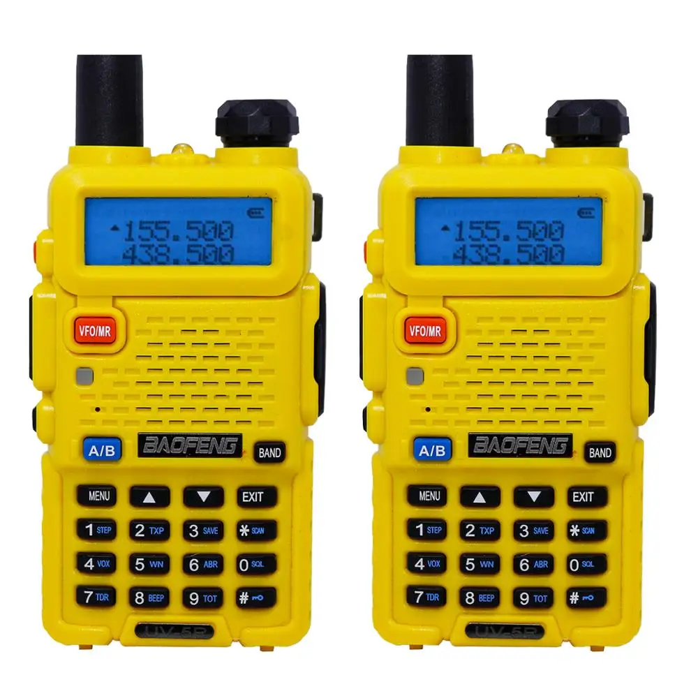 2 шт. Baofeng BF-UV5R Любительское радио портативная рация Pofung UV-5R 5 Вт VHF/UHF радио двухдиапазонное двухстороннее радио UV 5r CB радио - Цвет: Цвет: желтый