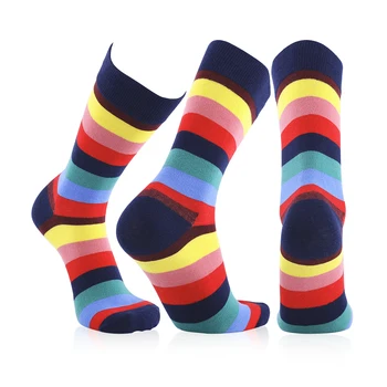 

1 Pair Men's Cotton Socks Casual Fashion Colorful Stripe Sock Medium thickness Middle tube Woman Man Socks