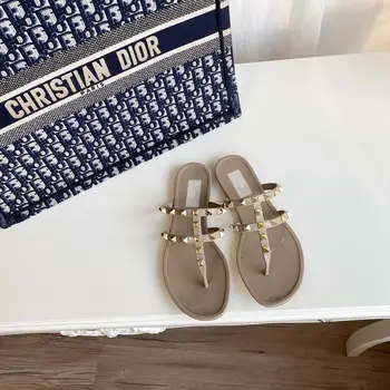 

Women Flat Slippers Chain Rivet Fashion Square Toe Woman Shoes Lattice Ladies Slides Casual Comfort Open Toe Female Mules Summer