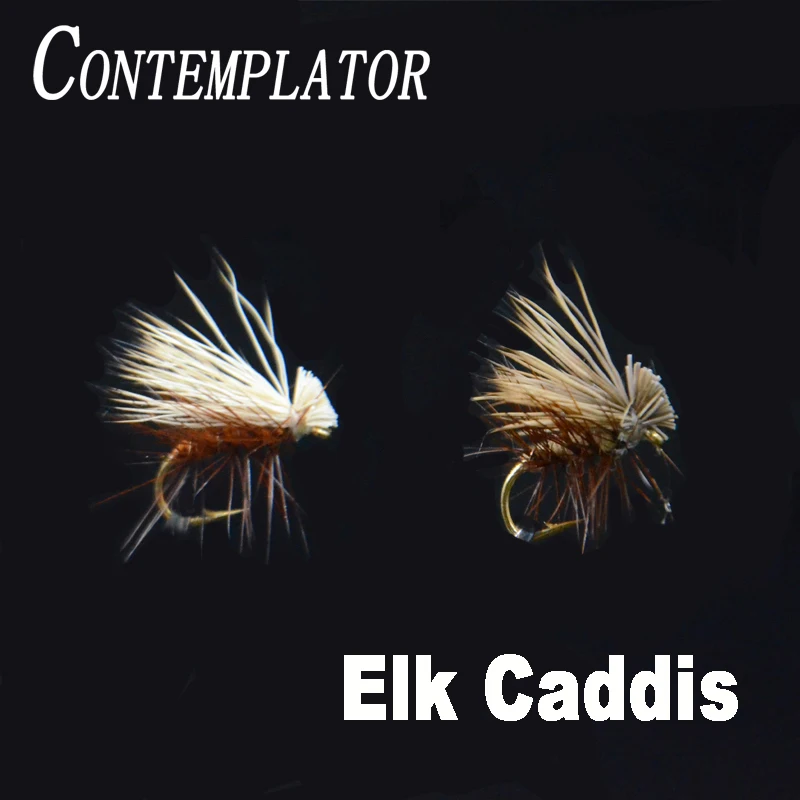 

6pcs 14# Brown/Tan Elk Hair Caddis fly fishing dry flies 2styles adult caddisflies/stoneflies lures striking steelhead grayling