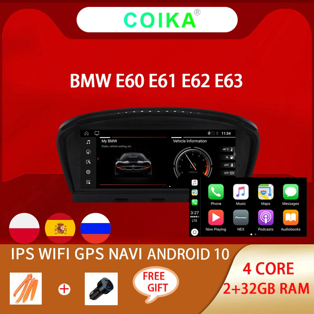 Автомобильный радиоплеер с экраном 8 дюймов на Android для BMW E60 E61 E62 E63 E90 E91 E92 E93 WIFI 2 + 32