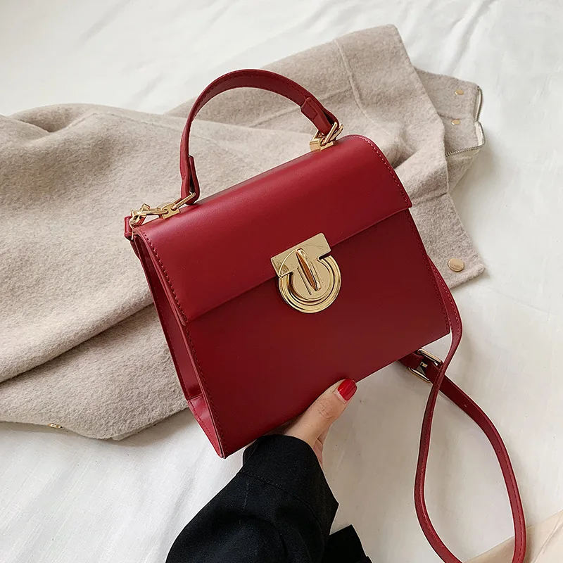 

Solid color handbag 2019 new Korean version of the hot stitching Messenger bag ladies shoulder fashion small square bag