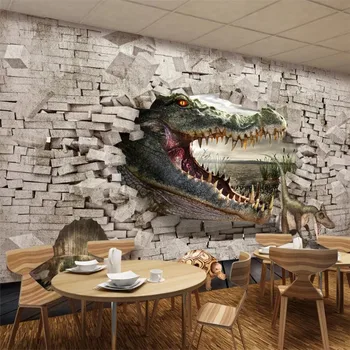 

Custom 3D wallpaper 8D mural crocodile dinosaur turtle 3D stereo painting background wall waterproof canvas