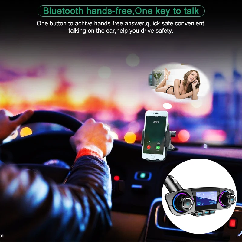 Fm-передатчик Aux модулятор аудио Громкая связь Bluetooth Автомобильный mp3 плеер с Умной зарядкой двойной USB Автомобильное зарядное устройство Беспроводная Музыка